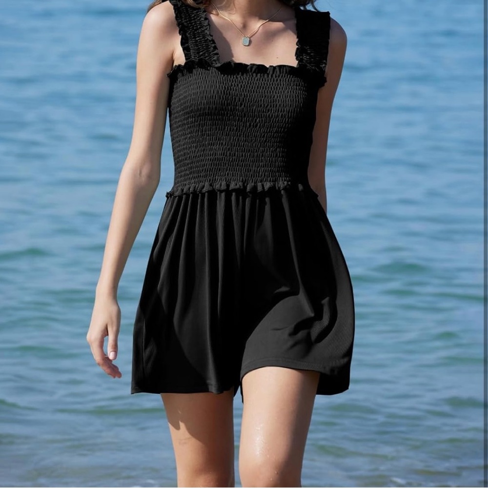 Chic Black Coverup with Flared Skirt